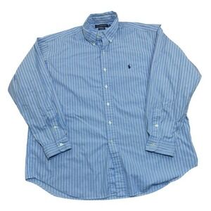 Ralph Lauren Golf Shirt Striped Button Down Long Sleeve Dress Shirt XL